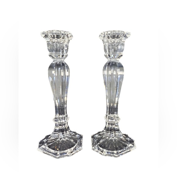 Oscar de la Renta Chippendale Austrian Pair 24% Lead Crystal Candlestick Holder